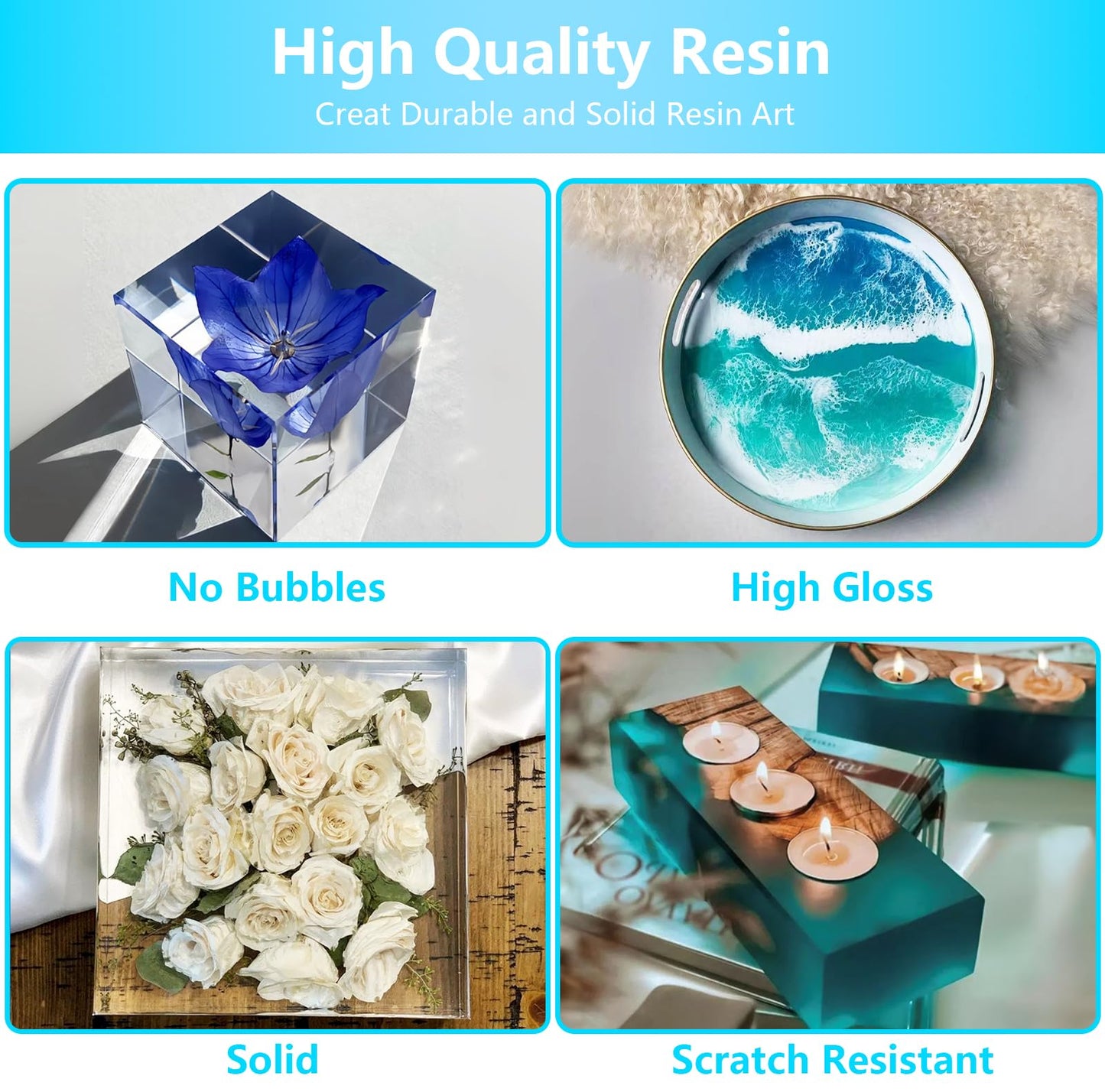 944ml/32oz Epoxy Resin Kit-Crystal Clear Resins and Hardener Kit, Bubble Free Casting Coating for River Table Tops, Art Casting Resin, Jewelry Projects, DIY, Tumbler Crafts, Molds, Art Painting… 32OZ