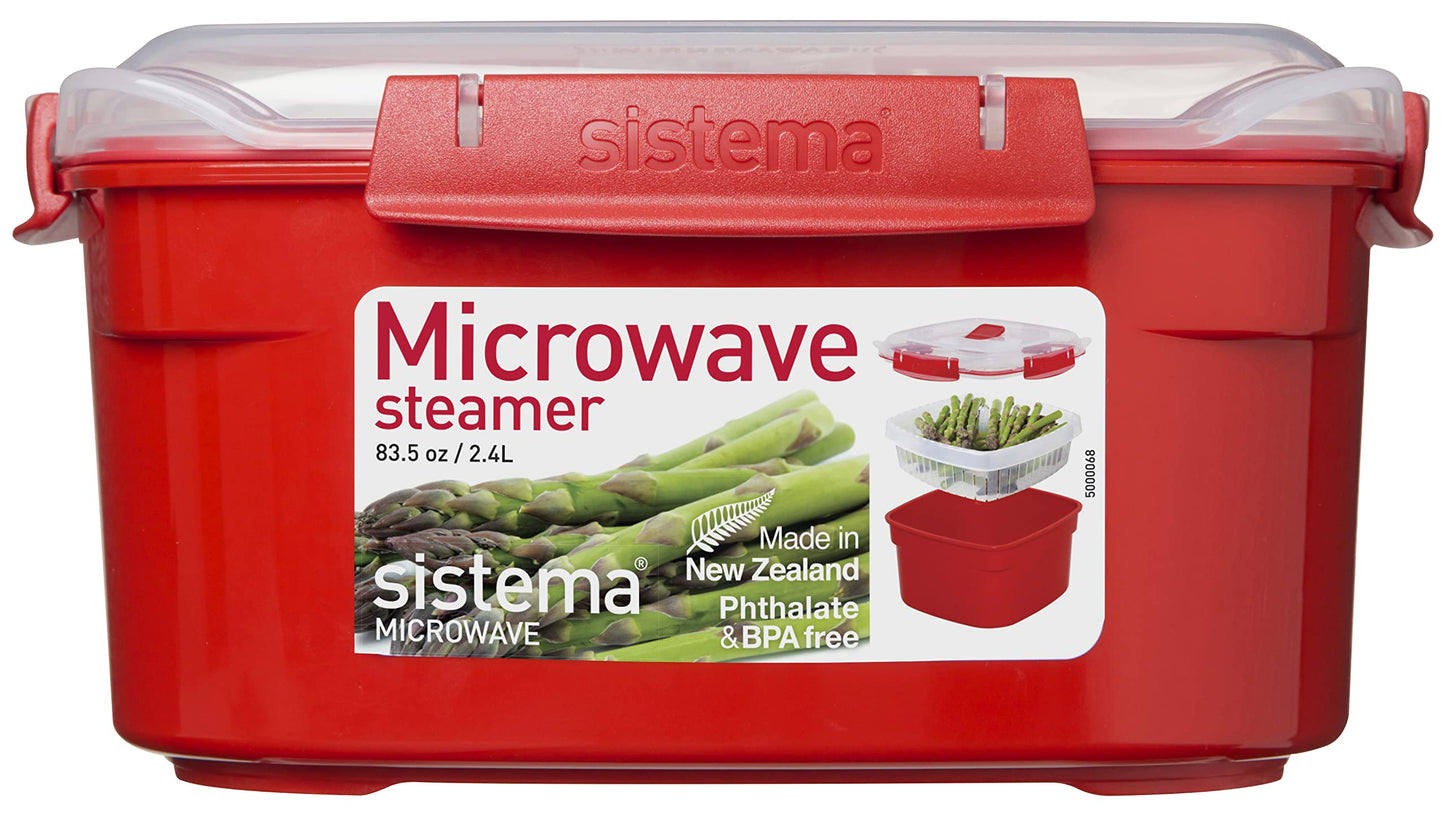 Sistema Microwave Steamer with Removable Steamer Basket | 2.4 L | BPA-Free | Red/Clear Steamer Only