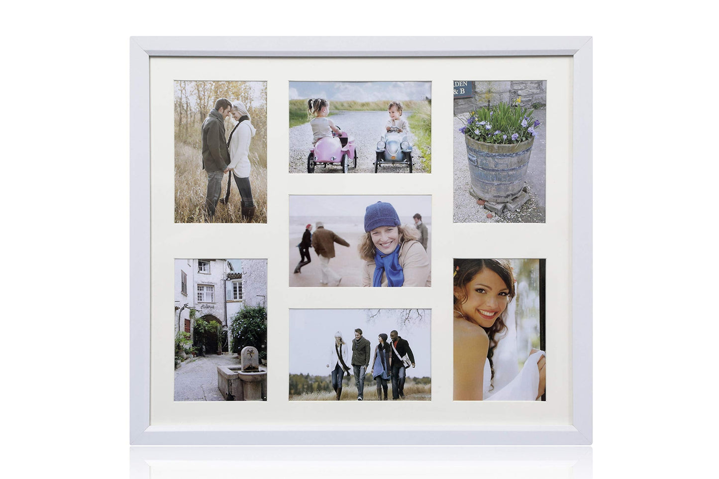 Arpan MDF Multi Aperture Photo Collage Frame for 7 Photos 3 x 6\x 4 nd 4 x 4X 6Photos (White) White