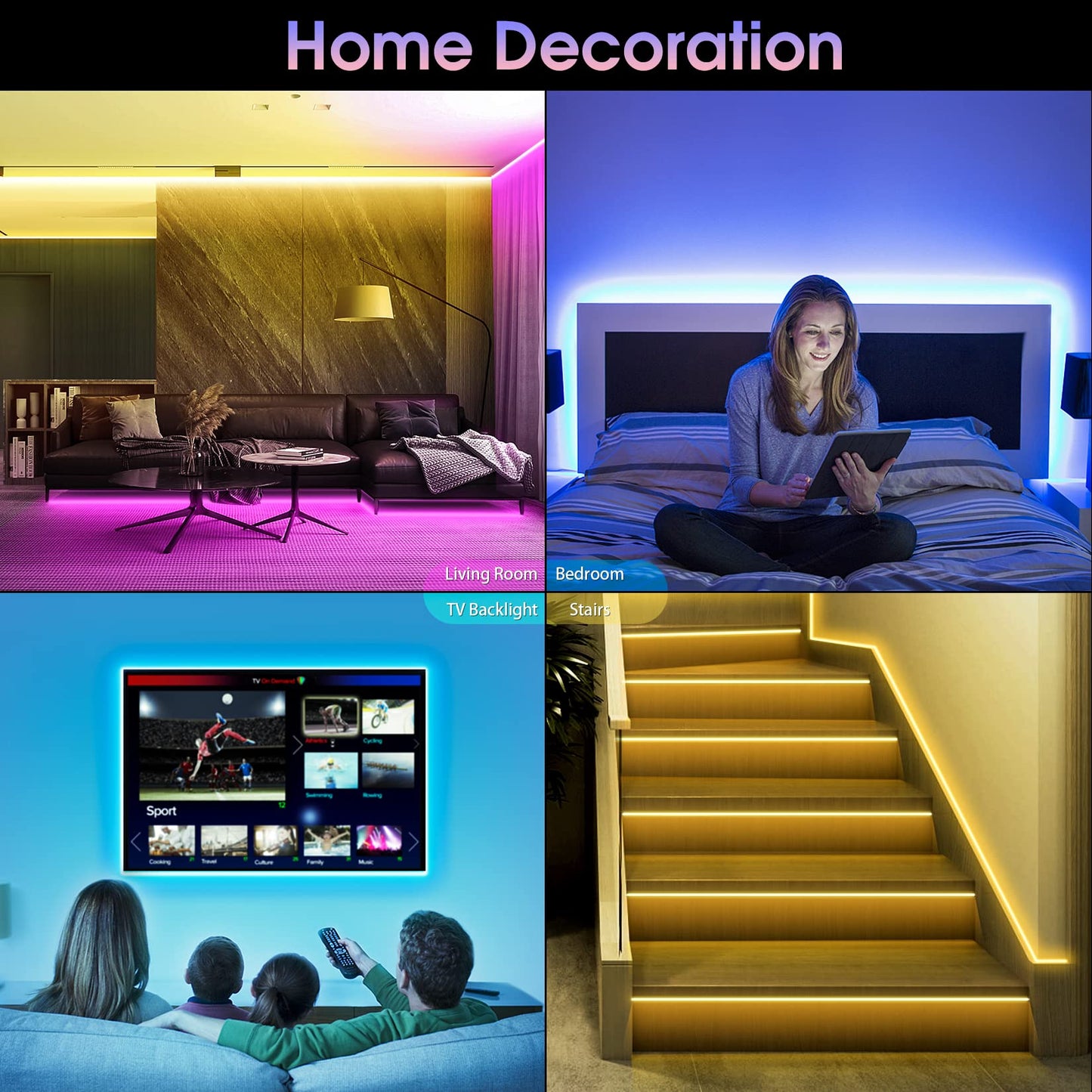 FGRYB Led Strip Light 30m - Music Sync RGB Colour Changing Led Lights for Bedroom with Bluetooth App & Remote Control Flexible Lighting for Home Rome Ceiling Decoration (30m)