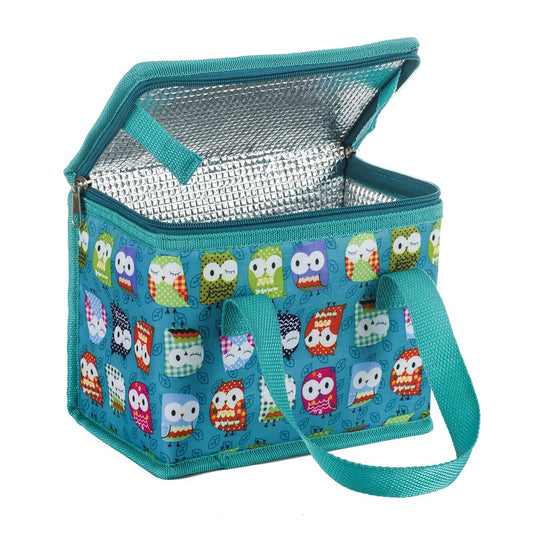 TEAMOOK Folding Lunch Bag Insulated Lunch Box Cool Bag Green Owl 6 cans Big Eyes Owl