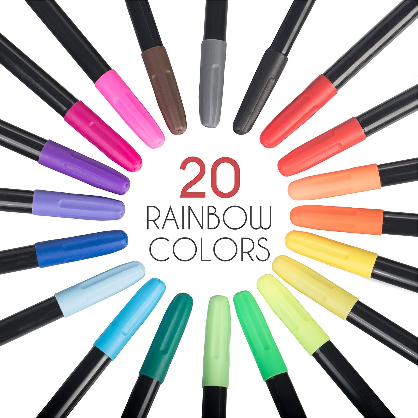 Zenacolor 20 Fabric Markers Pens Set - Non Toxic Fabric Paint Fine Point Textile Marker Pen