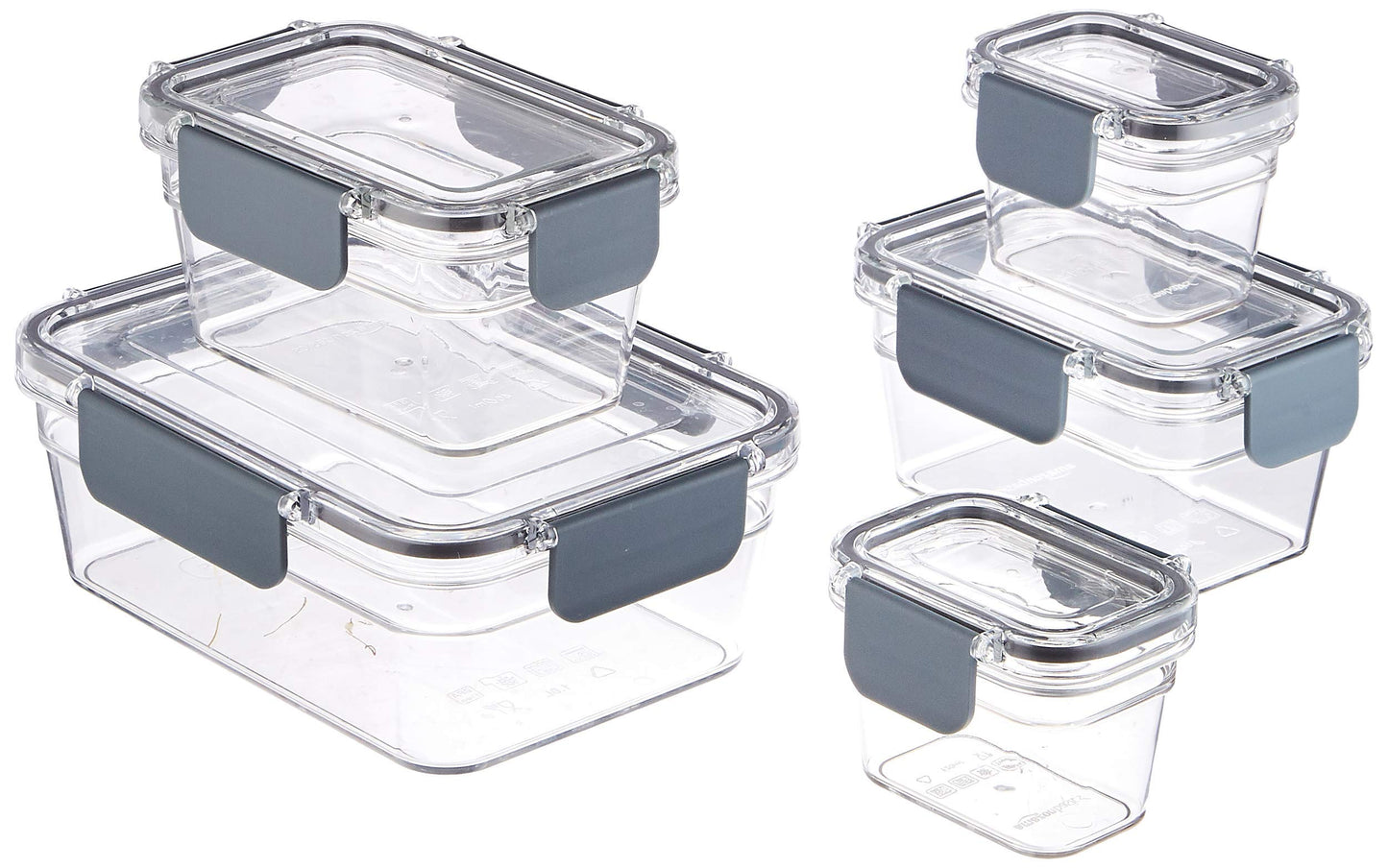 Amazon Basics - Tritan 10 Pieces Food Container, Set of 5 Containers with Lids, Clear 10-Piece