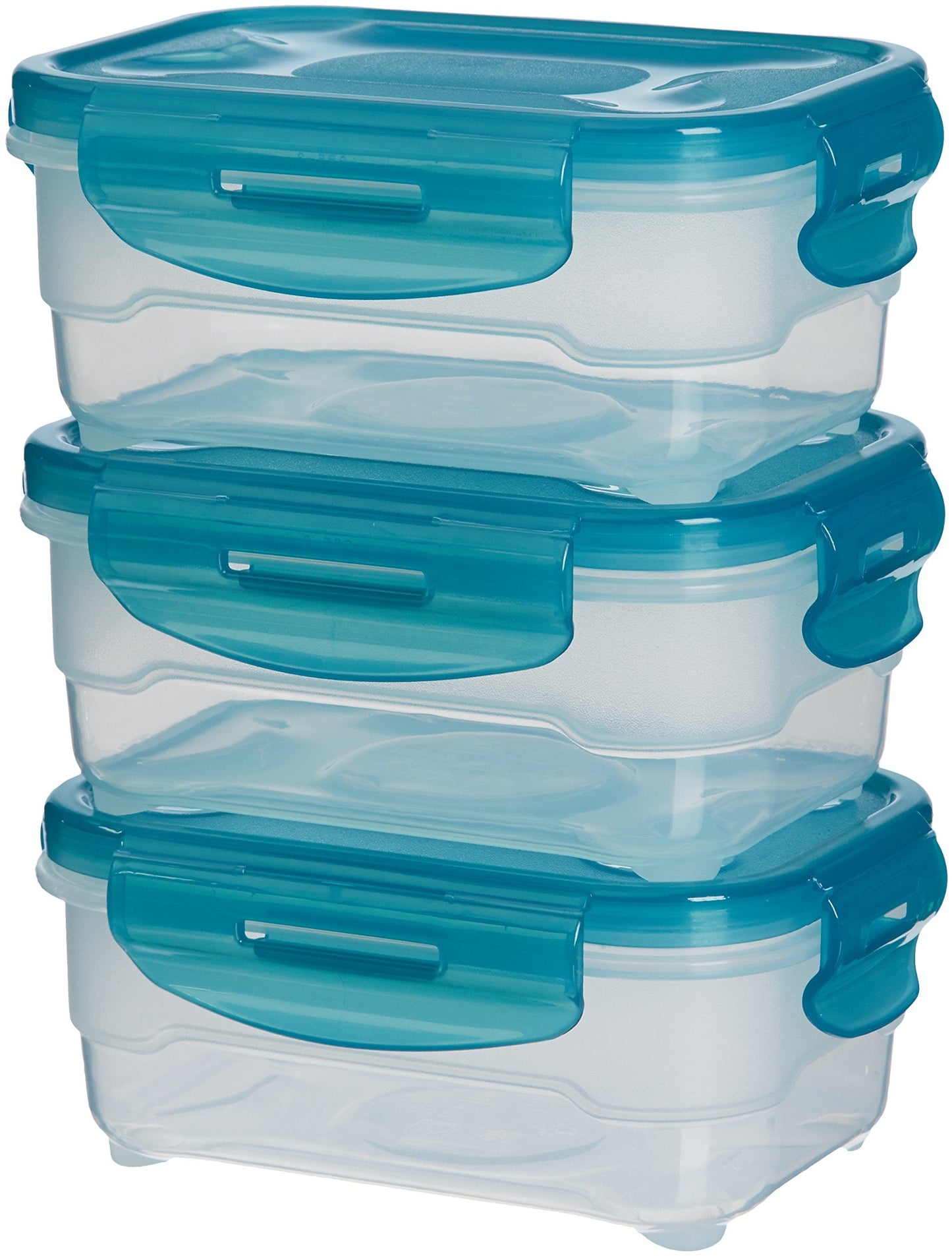 Amazon Basics Air-Locked 3-Piece Food-Storage Set, 3 x 0.6 Liter - Light Blue 0.6L