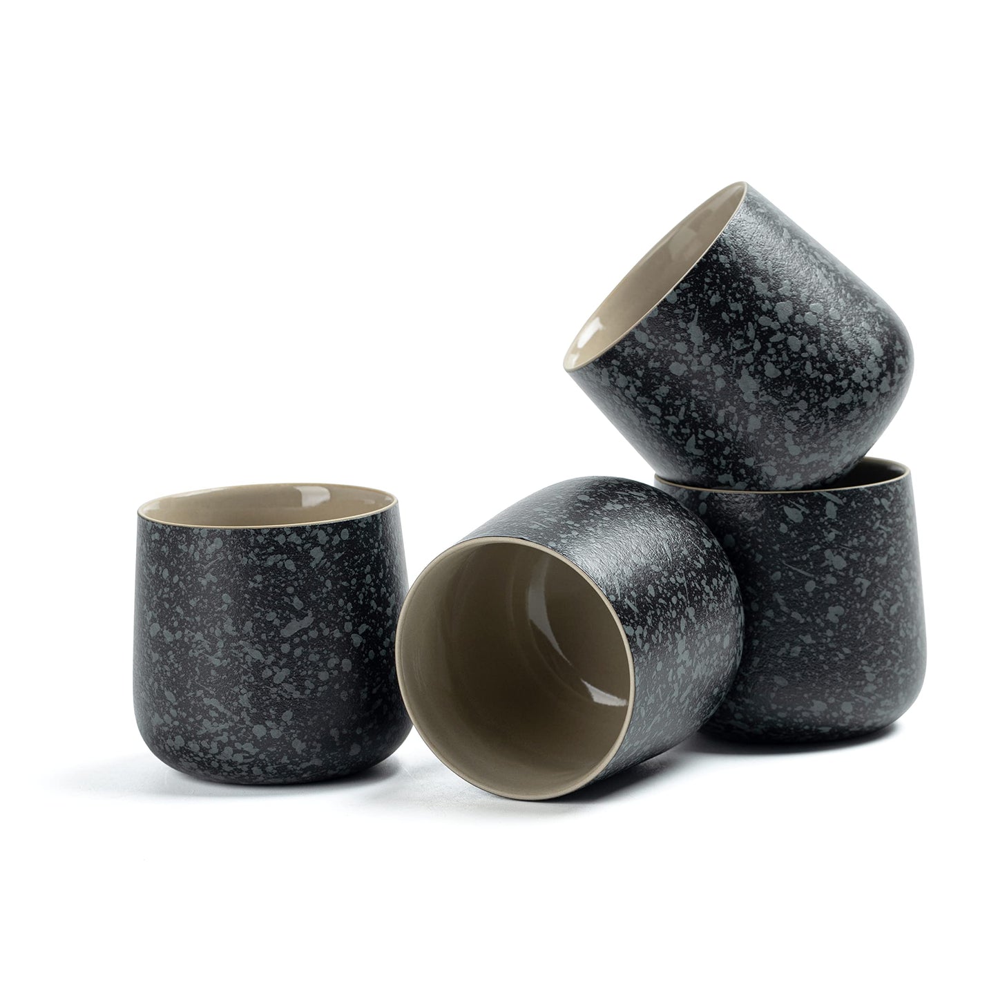 TEANAGOO Ceramic Japanese Tea Cup, 7.2Oz / 205 ml, Charcoal Grey, H17, 4 Pcs/Box, Occupied Japan Tea Cups, Chinese Tea Cup, Asian Tea Cups, Asian Tea Cups no Handles, Korean Tea Cup 7.2Oz / 205 ml x 4