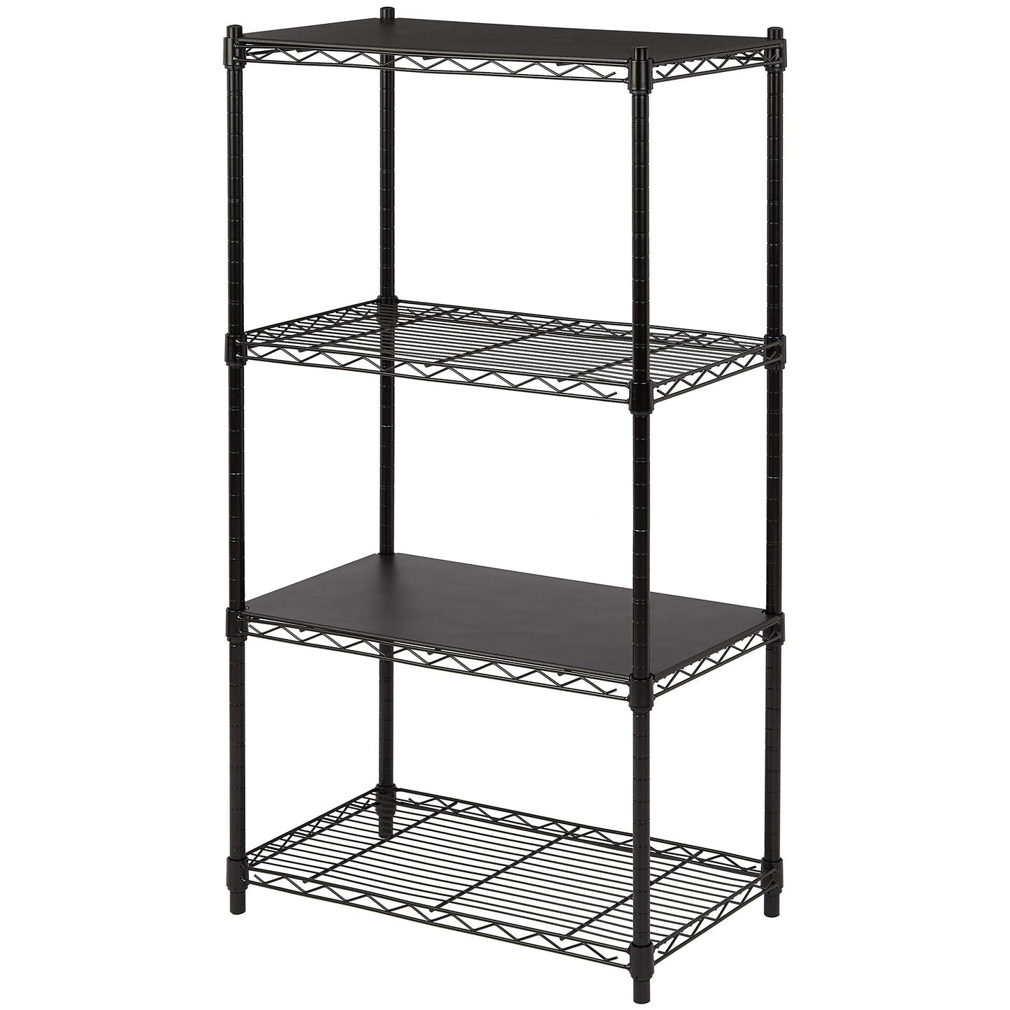 Amazon Basics 2-Tier Stackable Shelf, Black, 33.8D x 58.9W x 56.4H centimetres, 2 shelf No Wheels