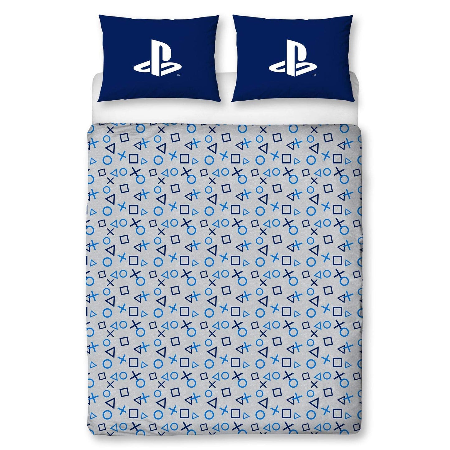 Character World PlayStation Blue Double Duvet Cover Officially Licensed Sony Reversible Two Sided Gaming Bedding Design with Matching Pillowcase, Polycotton, Blue, PYSBLEDD001UK2 Multicolor