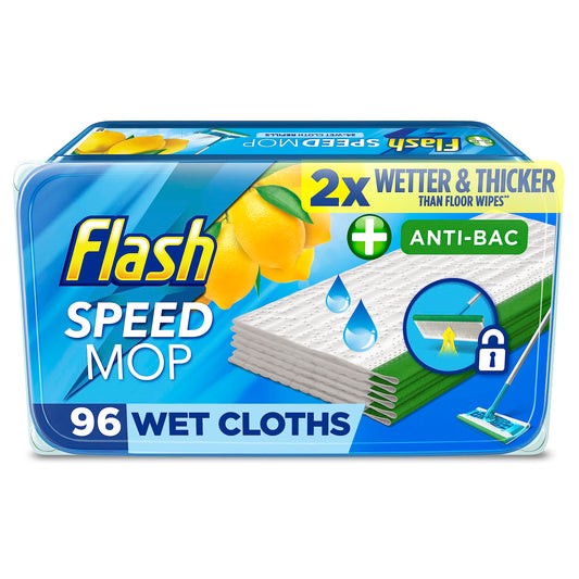 Flash Speedmop Wet Cloth Refills, Floor Cleaner, Lemon Anti-Bac, 96 Wipes (24 x 4)