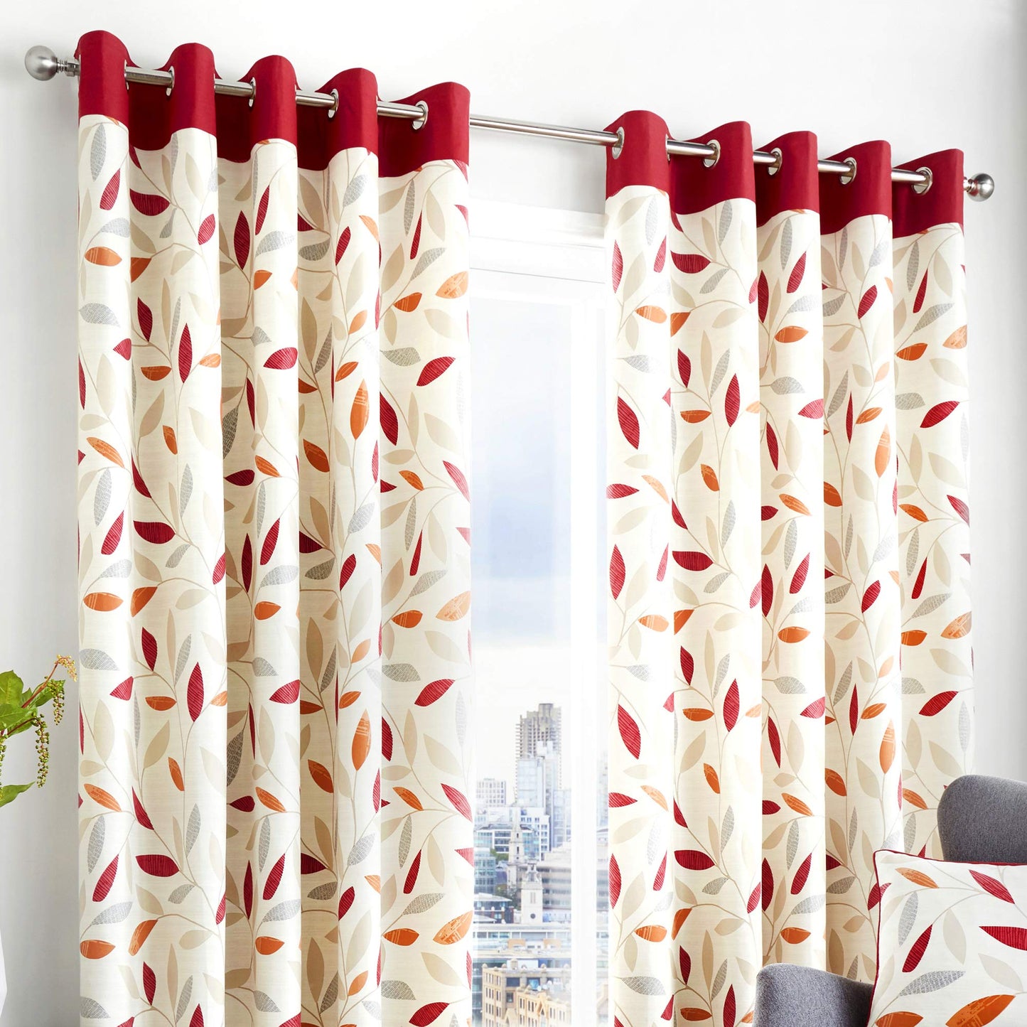 Fusion Beechwood Curtains, 117 x 229cm, Red 46" Width x 90" Drop (117 x 229cm)