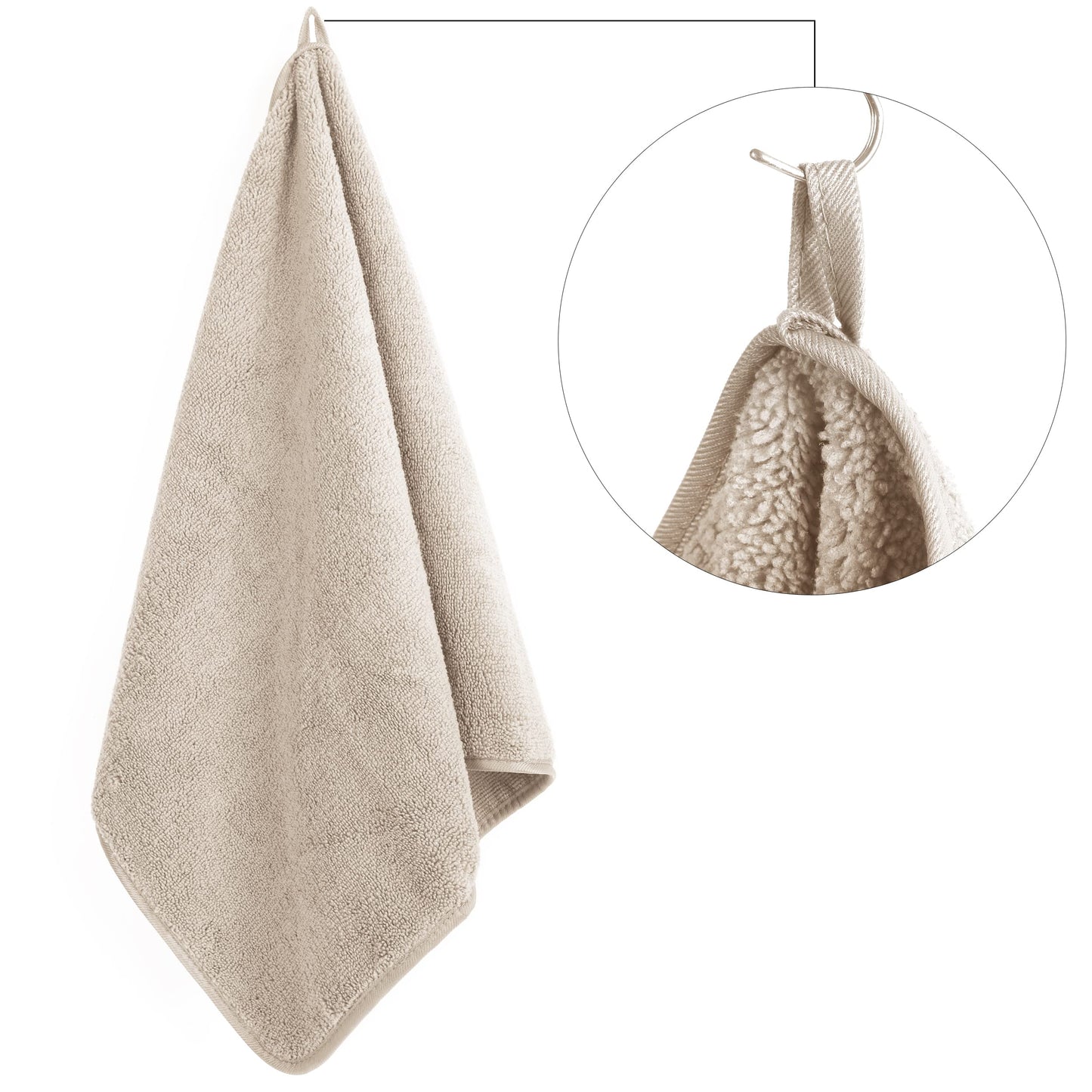 POLYTE Quick Dry Lint Free Microfibre Hand Towel, 40 x 76 cm, Set of 4 (Beige) Beige