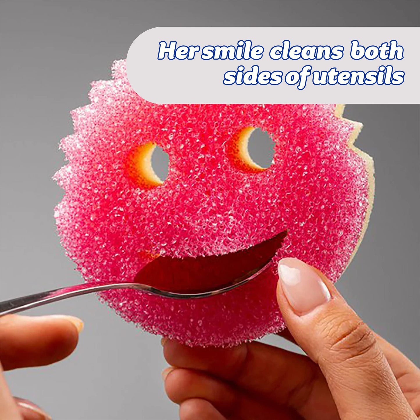 Scrub Daddy Scrub Mommy Washing Up Sponge - Dual Sided Scrubbing Non Scratch Scourers, Smiley Face Sponges for Cleaning Kitchen & Bathroom, Dish Scrubber, FlexTexture Home Products, Pink Twin Pack