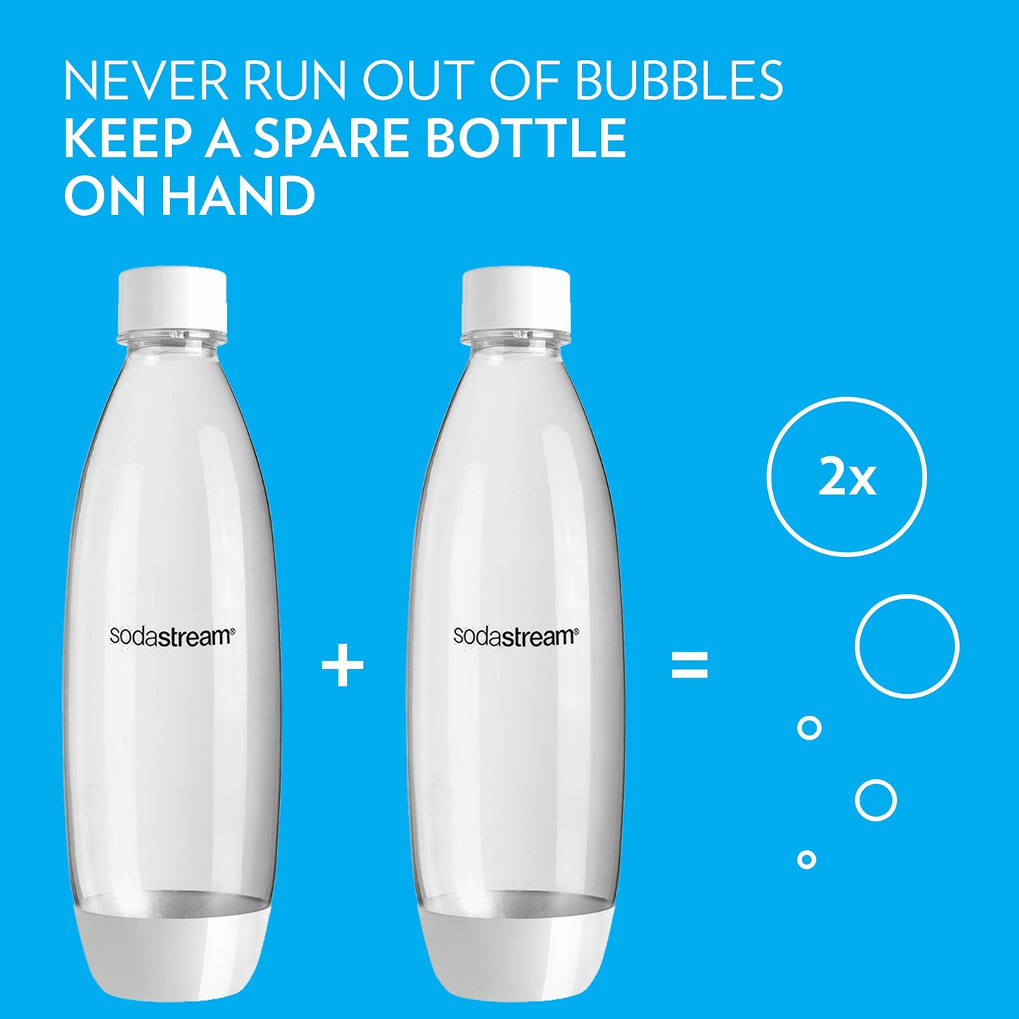 SodaStream Source Carbonating Bottles (Twin Pack), 1 L, White SLIM Carbonating Bottles White 1 L US