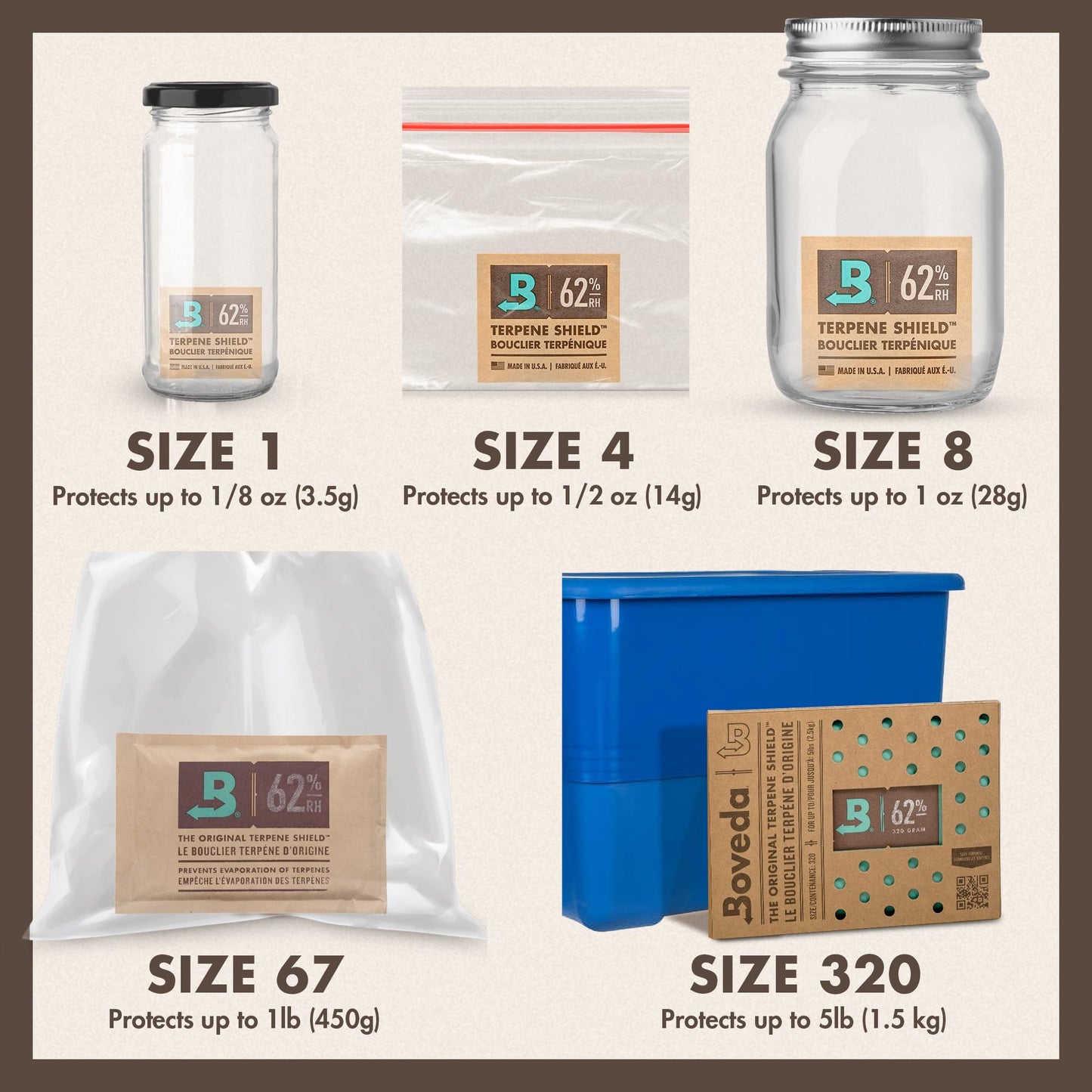 Boveda 62% Two-Way Humidity Control Packs For Storing ½ oz – Size 4 – 10 Pack – Moisture Absorbers for Small Storage Containers – Humidifier Packs – Hydration Packets in Resealable Bag 62% RH