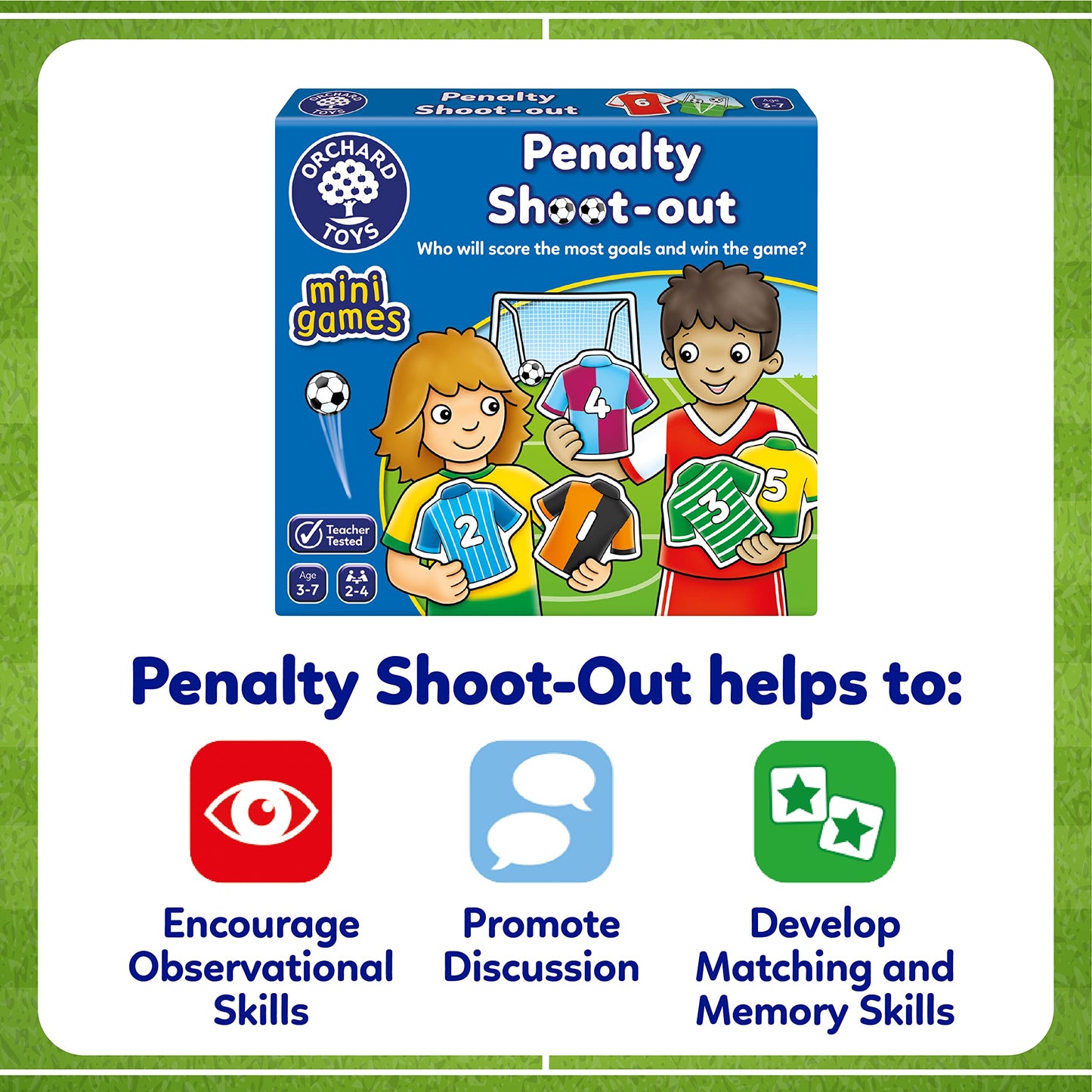 Orchard Toys Penalty Shoot Out Mini Games, Travel Games for Kids, Educational Game, Football Game, Football Gift for Boys, Girls, Age 3+, Ideal Stocking Filler Single