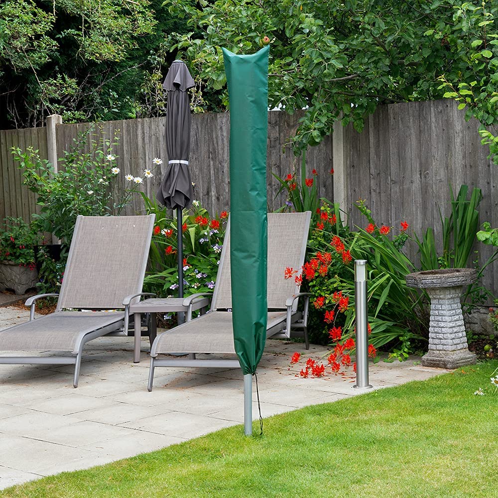 Flatro Rotary Washing Line Cover Waterproof - Universal Fit with Zip and Drawstring to Tighten - Weather Resistant and Great Protection Parasol Cover for Garden Dryer and Airer (Green) Green