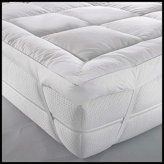 Hotel Quality Box Stitched Microfibre Mattress Topper 5cm Super soft Heavy Fill Orthopaedic Anti Allergy Quilted Mattress Topper (Double) Double