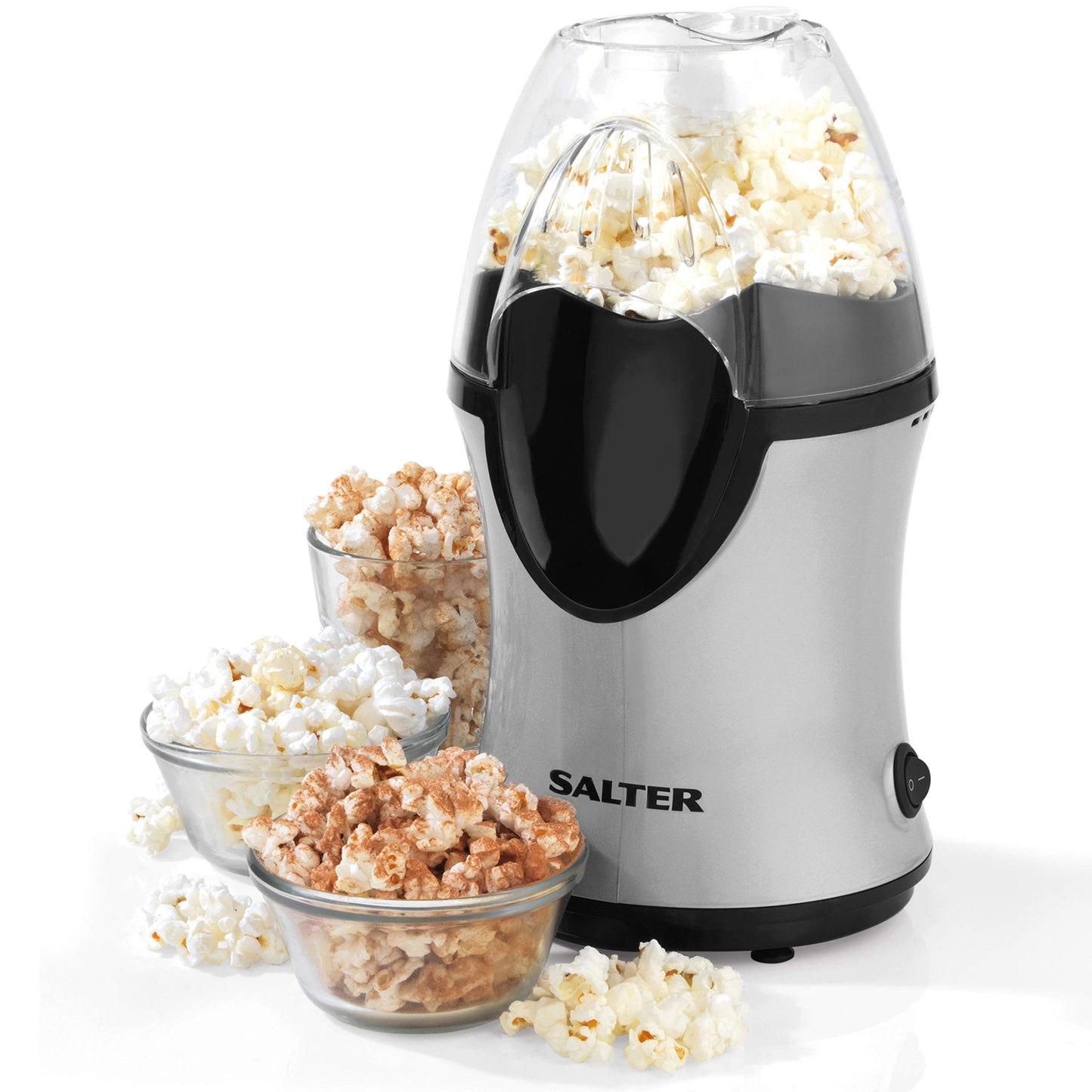 Salter EK2902 Popcorn Maker Machine – Electric Home Corn Popper, Healthy Low Calorie Snack, Oil Free, Hot Air Circulation, Easy to Use, Integrated Measuring Cup, For Movie Nights/Snacking/Party, 1200W Single