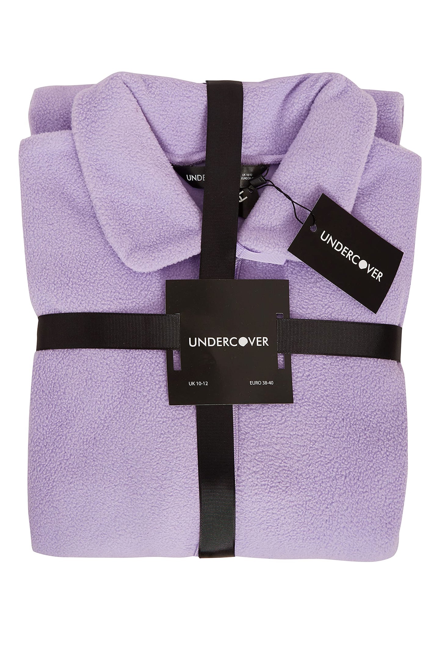 Undercover Ladies Zip Up Soft Fleece Dressing Gown, Zipped Robe with Satin Trim UK 10-28 Rose, Purple, Blue, Lilac & Pink 18-20 Lilac (Collar)