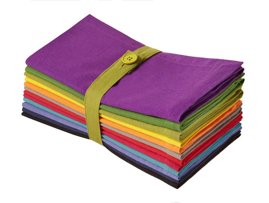 COTTON CRAFT Dinner Napkins-Multicolor 12 Pack - Pure 100% Cotton- 51x51 CM Oversized - Set contains each Magenta, Lime, Ming Red, Stone, Black, Lavender, Grape, Orange, Teal, Navy, Mustard & Leaf 12 Pack -20x20 Inch Multicolor