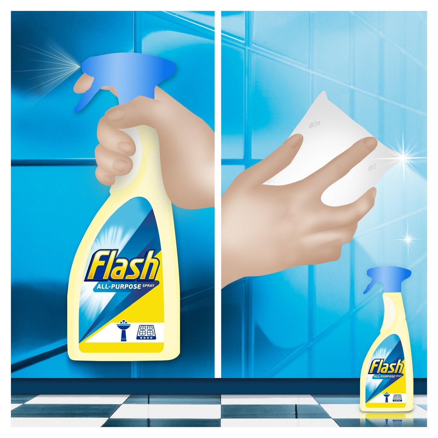 Flash Bathroom Cleaner Spray, Long Lasting Shine, Fresh, 4.5 Litres (450 ml x 10) 450 ml (Pack of 10)