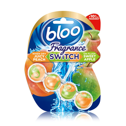 Bloo Fragrance Switch Toilet Rim Block Juicy Peach & Sweet Apple,50 g (Pack of 1)