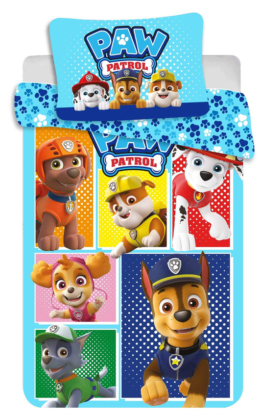 Duvet Cover Paw Patrol Blue All Dogs 100x135+40x60 cm