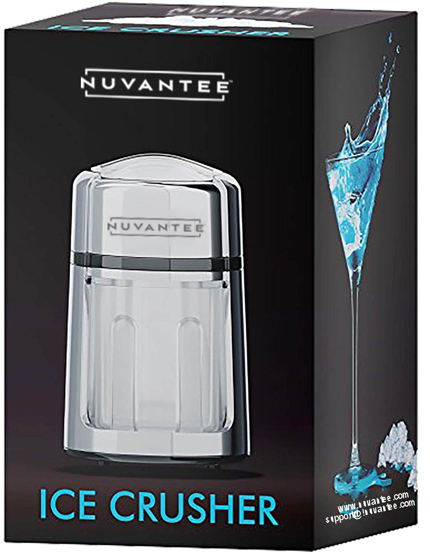 Nuvantee Ice Crusher – Manual Hand Crank Crushers w/Built-in Stainless-Steel Blades for Customisable Cubes - Bucket and Spoon Included