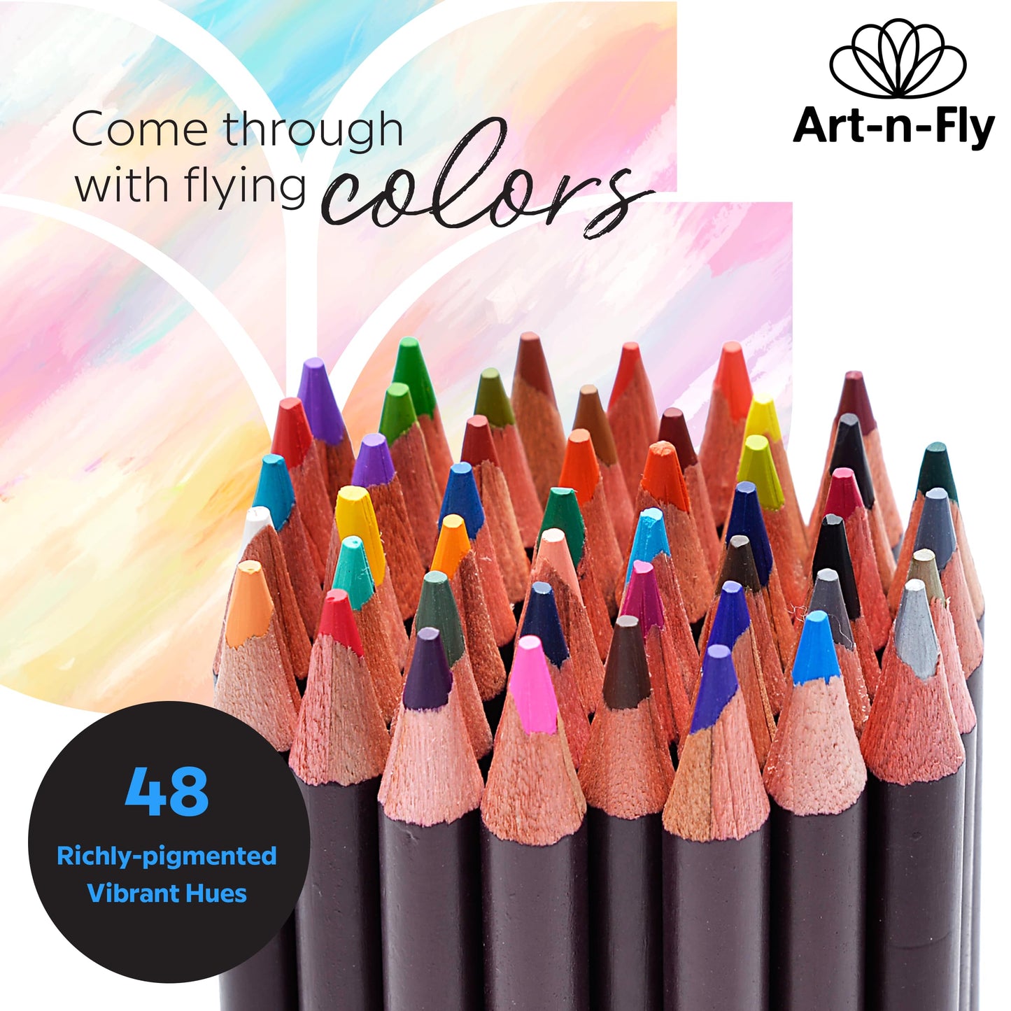 Art-n-Fly 48 Oil Pastel Pencils for Artists - Oil Based Coloured Pencils - Drawing, Sketching and Adult Colouring - Soft Core Art Colouring Pencils Set with Skin Tone 48 Unité (Lot de 1) Cylindrical Box