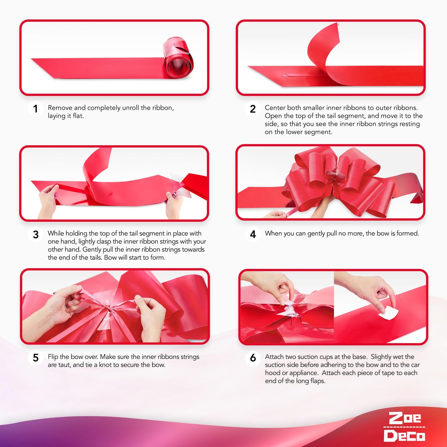 Zoe Deco Big Car Bow (Red, 30 Inch / 76 cm), Gift Bows, Giant Bow for Car, Birthday Bow, Huge Car Bow, Car Bows, Big Red Bow, Bows for Gifts, Christmas Bows for Cars, Big Gift Bow, Party Bow 30 Inch (Pack of 1)