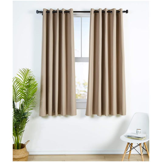 Amazon Basics Room-Darkening Blackout Curtain Set with Grommets, Pack of 2, Chocolate, 168 cm x 182 cm 168 x 183 cm