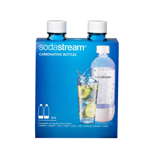 SodaStream 2 x 1 Litre White Carbonated Bottle