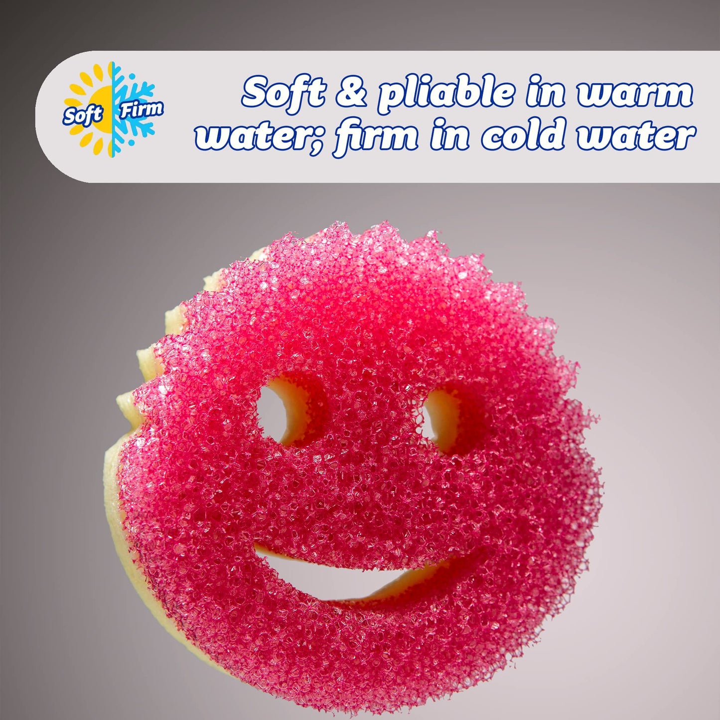 Scrub Daddy Scrub Mommy Washing Up Sponge - Dual Sided Scrubbing Non Scratch Scourers, Smiley Face Sponges for Cleaning Kitchen & Bathroom, Dish Scrubber, FlexTexture Home Products, Pink Twin Pack