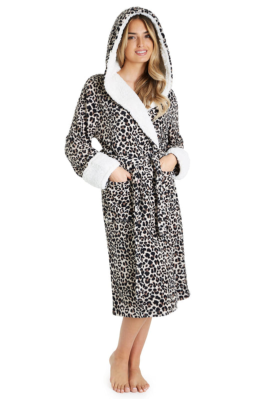 CityComfort Dressing Gown Women, Fluffy Bath Robes for Women, Gifts for Her S Leopard Black/Brown/Beige