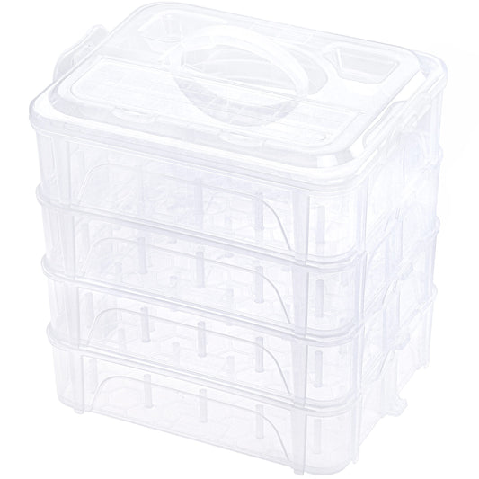 New brothread 4 Layers Stackable Clear Storage Box/Organizer for Holding 80 Spools Home Embroidery & Sewing Thread (Spool Size Requirement: Height≤5.6cm; Width≤4.3cm)