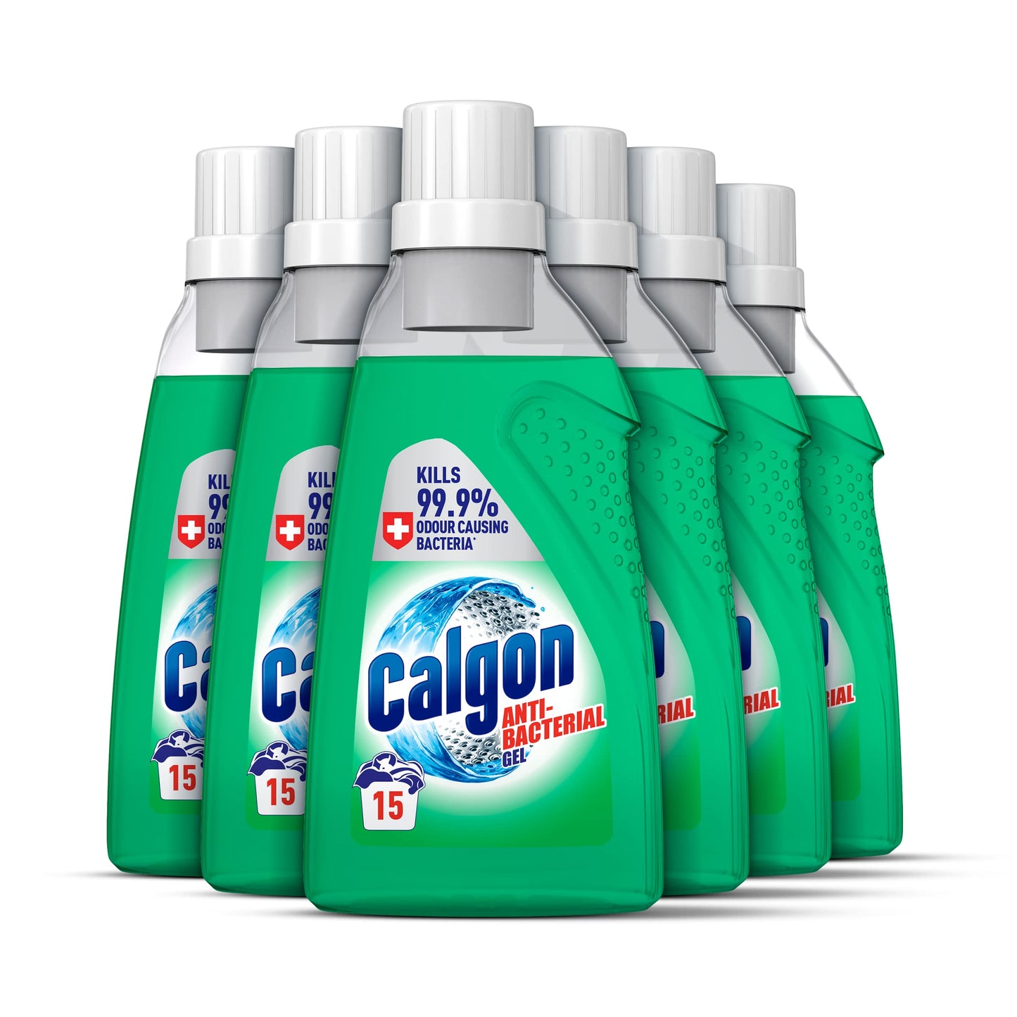 Calgon Antibacterial Washing Machine Cleaner & Limescale Remover, Water Softener Gel, Kills 99.9 percent of Bacteria in Your Washing Machine, 750ml, Pack of 6