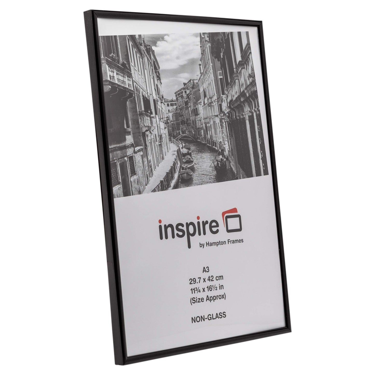 Hampton Frames BACKLOADER Range A3 Black Picture Poster Photo Frame Acrylic (Non Glass) A3MARBLX-1PK Single