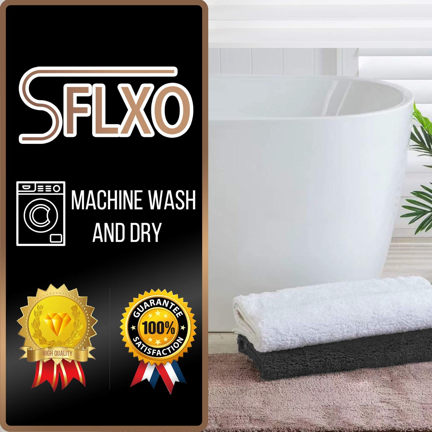 SFLXO 80cm x 50cm Non Slip Bath Mat Machine Washable Bath-Mats For Bathroom Durable Soft Bath Rugs Water Absorbent Bathroom Mats Fluffy Microfiber Bath Rug Creme Beige