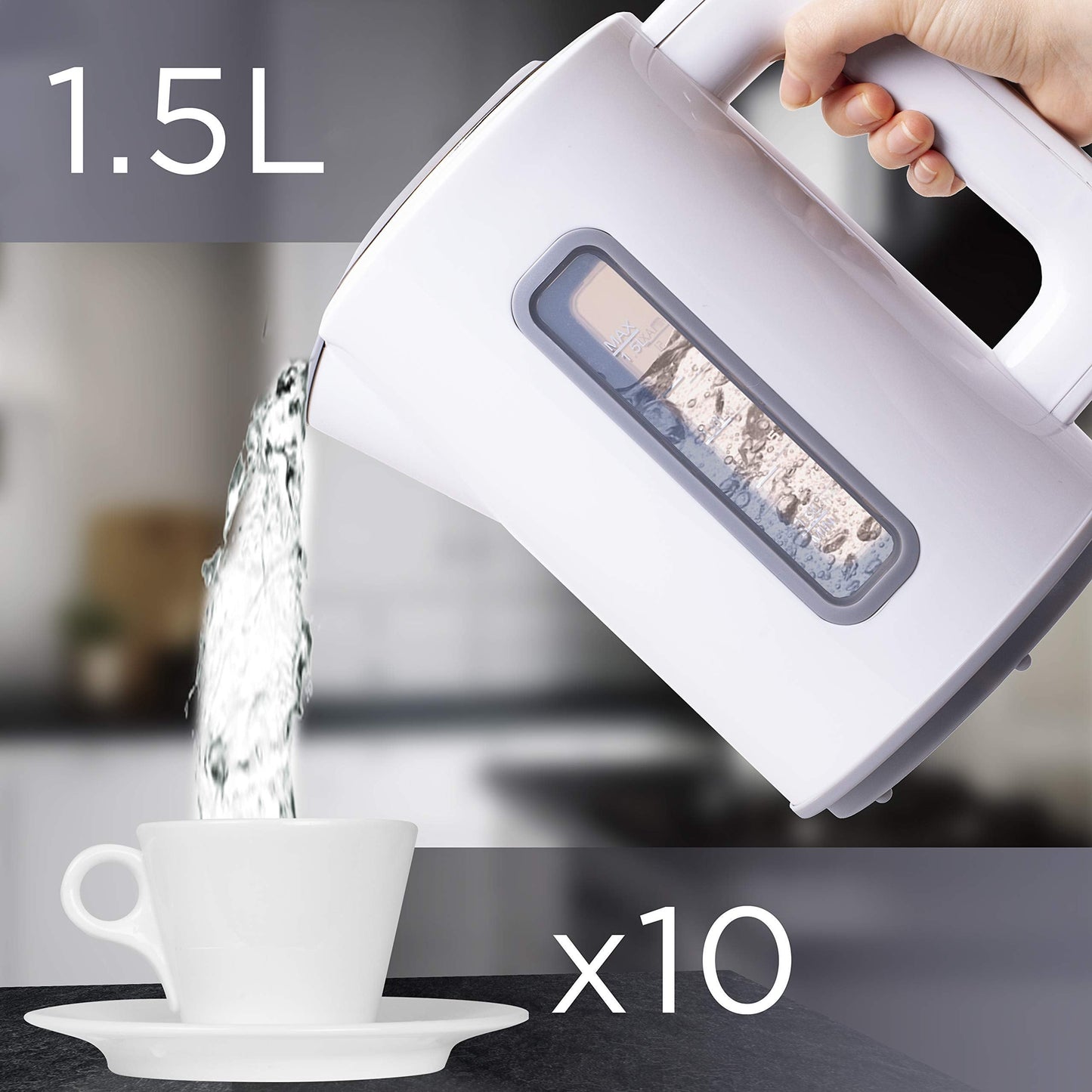 Duronic Electric Kettle EK30 WE | White 1.5L Fast Boil Kettle | Eco 3000W Variable Temperature Control | Keep Warm Function | Energy Efficient | Insulated Cool Touch | Cordless 360 Base | Multi-Use