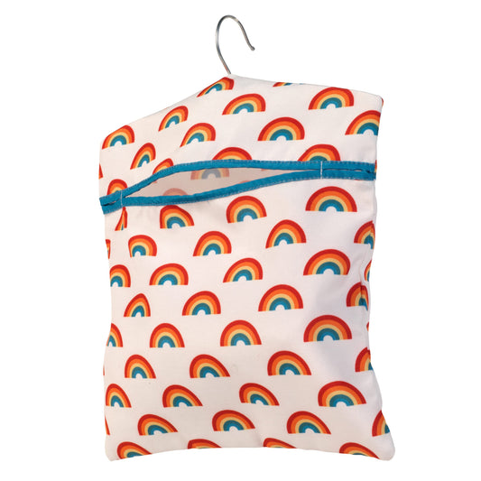 Beldray LA081544EU7 Peg Bag – Rainbow Print With Washing Line Hanger, Pegs Storage Sack, Holds Up To 50 Pegs, Clothespin Holder Pouch, Reusable Hanging Bag For Laundry Lines, Multicoloured Pattern