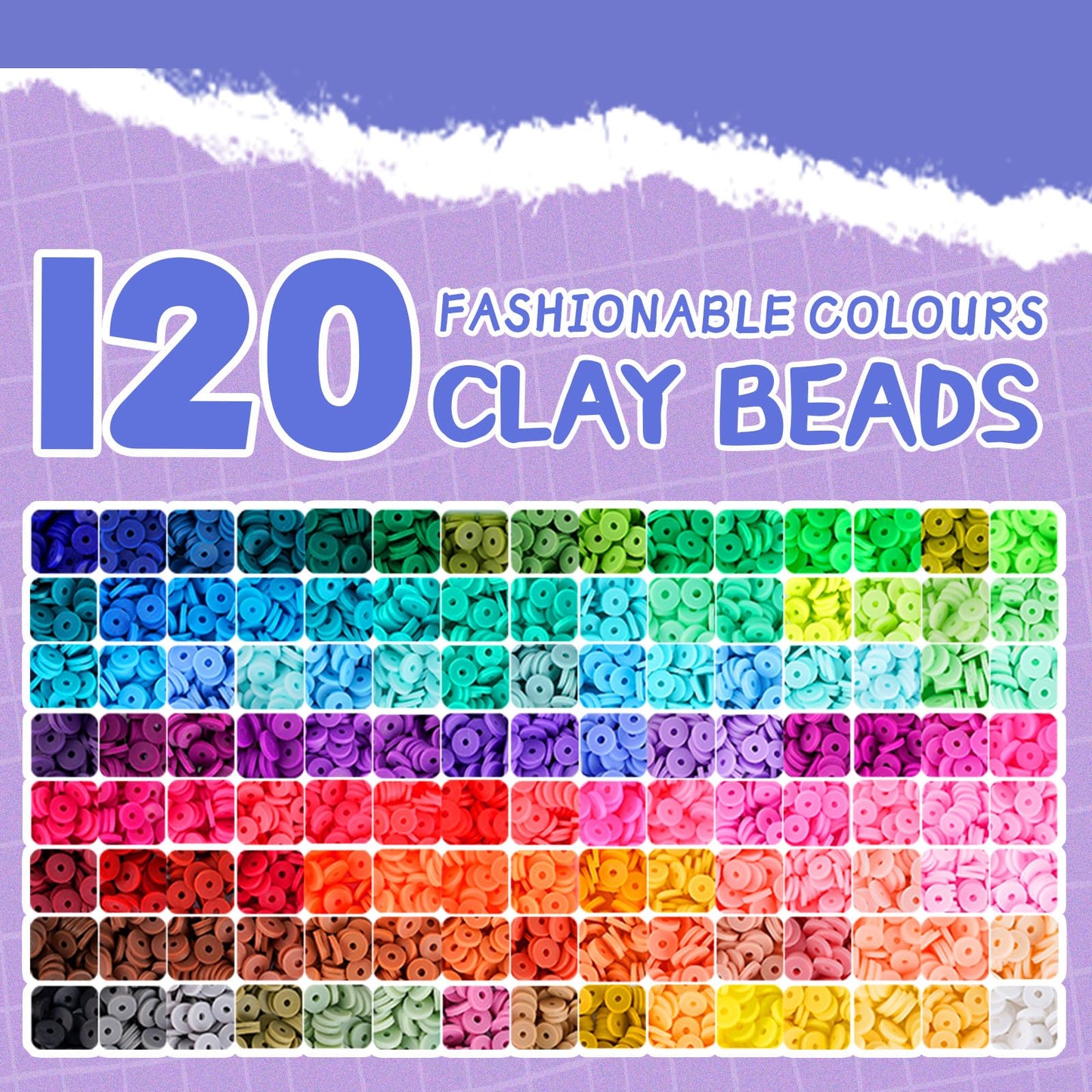 120 Colors Clay Beads Bracelet Making kit, Polymer Clay Beads Kit, 6mm Heishi Beads for Bracelet with Letter Beads Q1