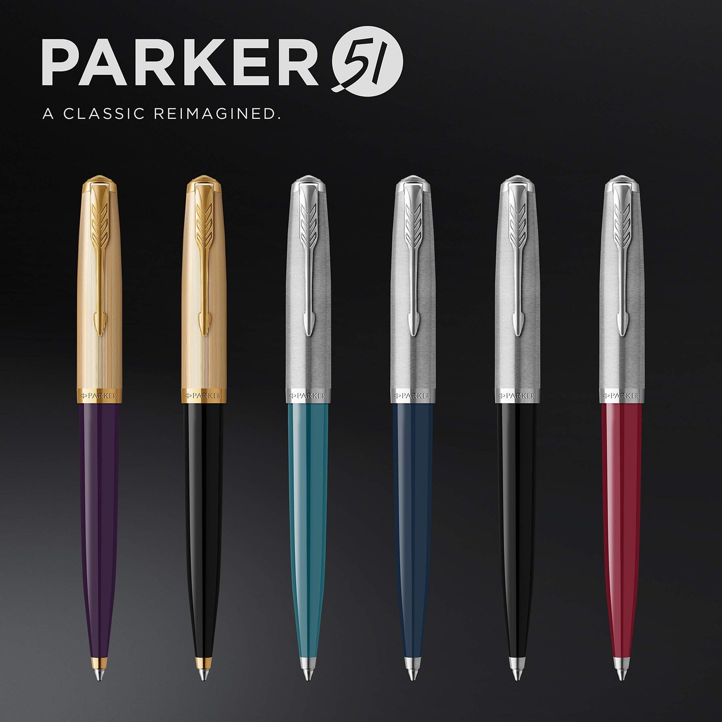 Parker 51 Ballpoint Pen | Burgundy Barrel with Chrome Trim | Medium Point with Black Ink Refill | Gift Box Parker 51