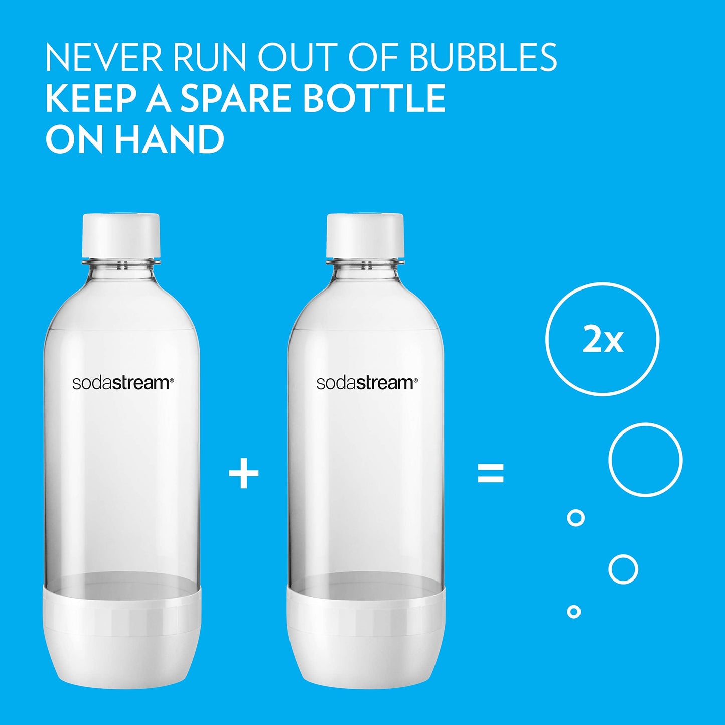 SodaStream 2 x 1 Litre White Carbonated Bottle