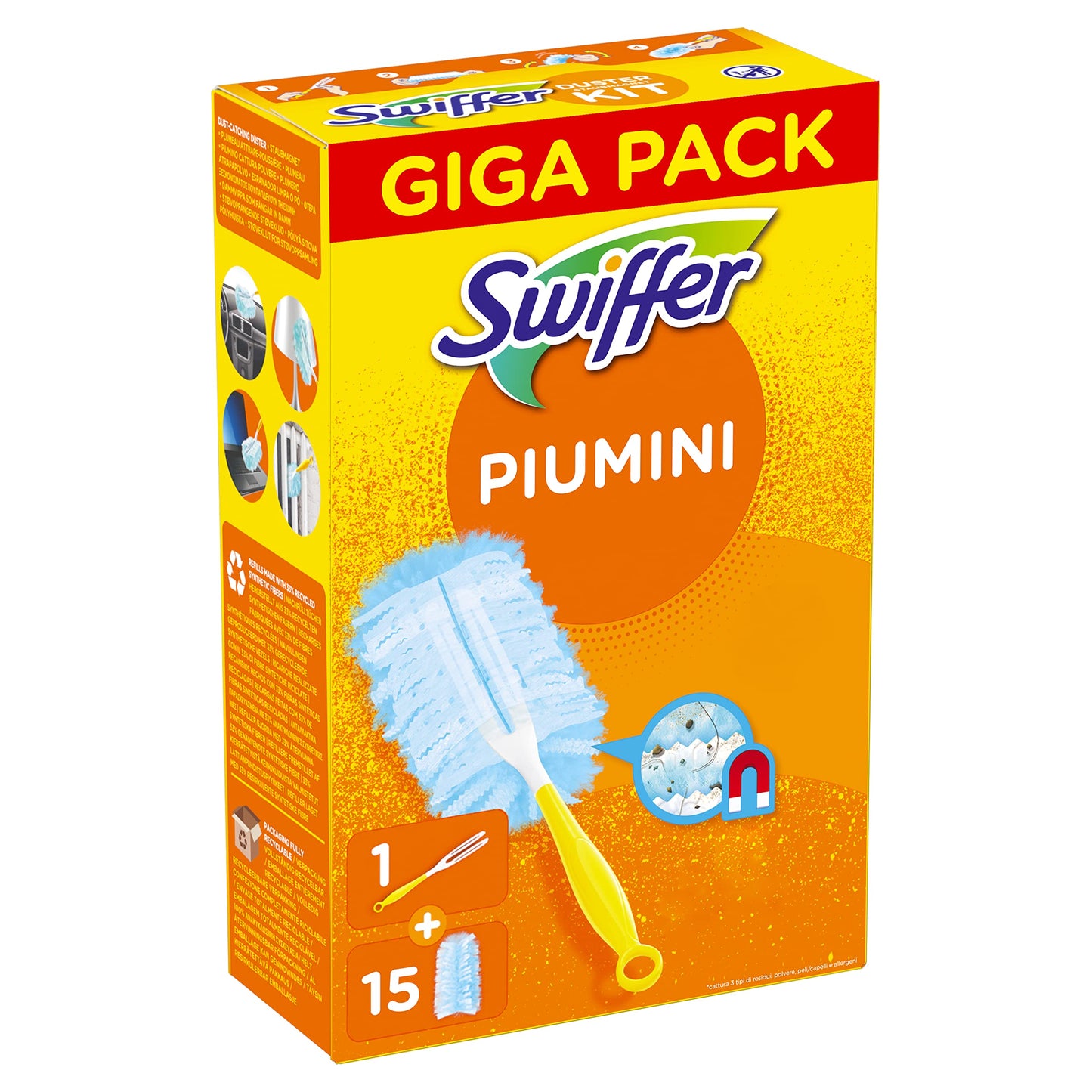 Swiffer Duster Kit, 1 Duster + 15 Refills, Duster Duster, Dust Catcher and Hold Dust 1 duster and 15 refills