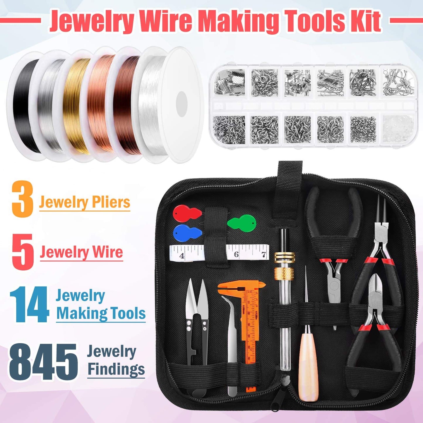 Thrilez Jewellery Making Tools Set, Jewelry Making Supplies with Craft Ring Wire, Jewellery Pliers Jewellery Tools for Making Bracelets Earrings Jewelry Findings for DIY Handmade & Jewelry Repair