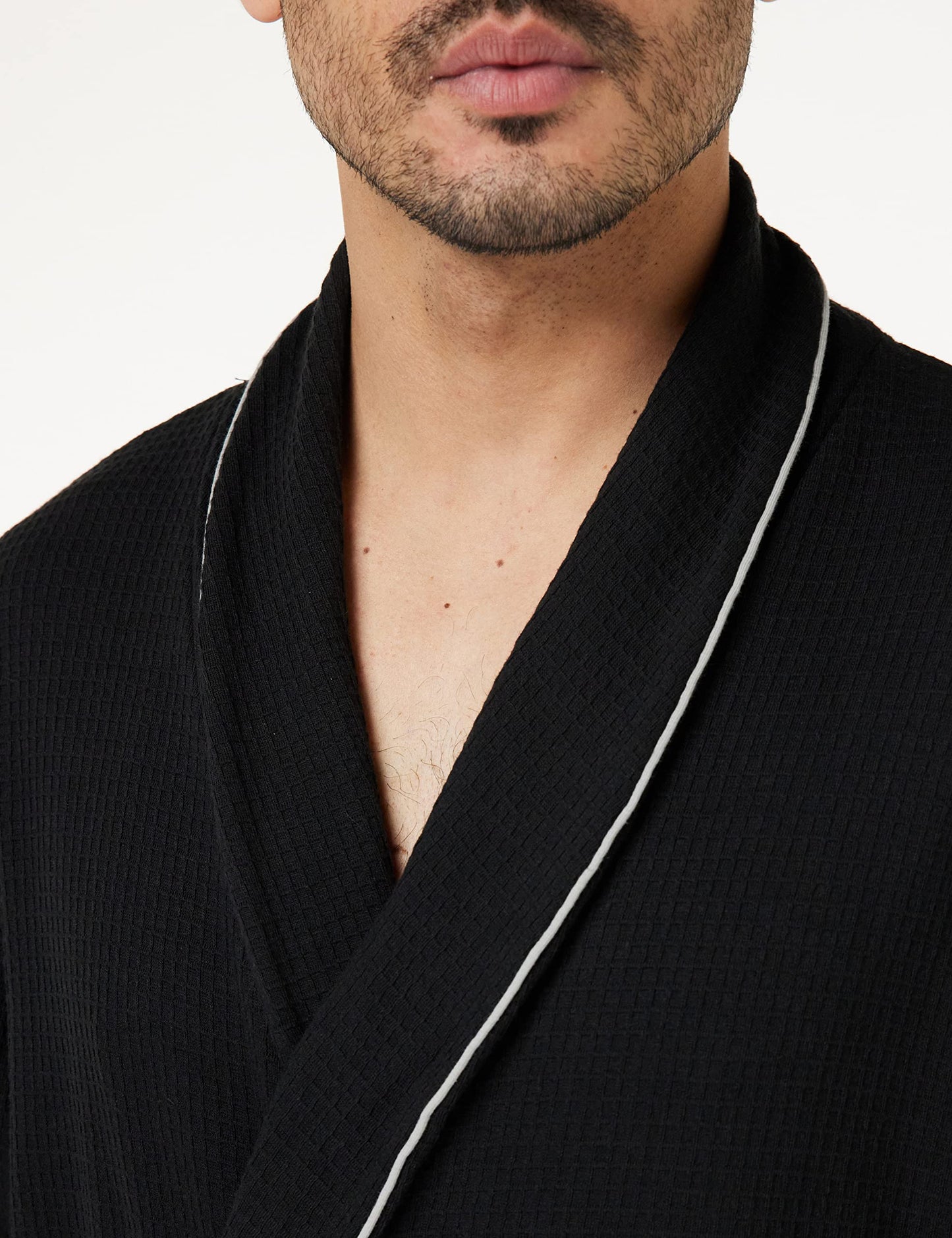 Amazon Essentials Men's Lightweight Waffle Robe (Available in Big & Tall) XL-XXL Black