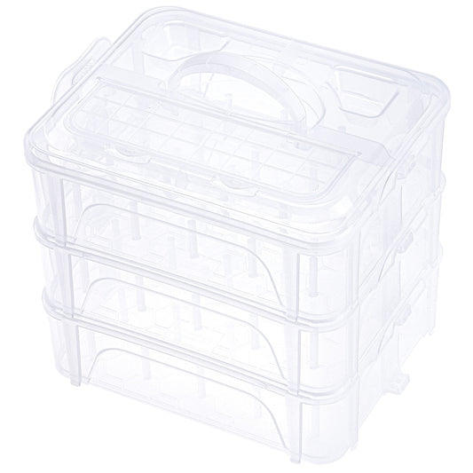 New brothread 3 Layers Stackable Clear Storage Box/Organizer for Holding 60 Spools Home Embroidery & Sewing Thread (Spool Size Requirement: Height≤5.6cm; Width≤4.3cm)