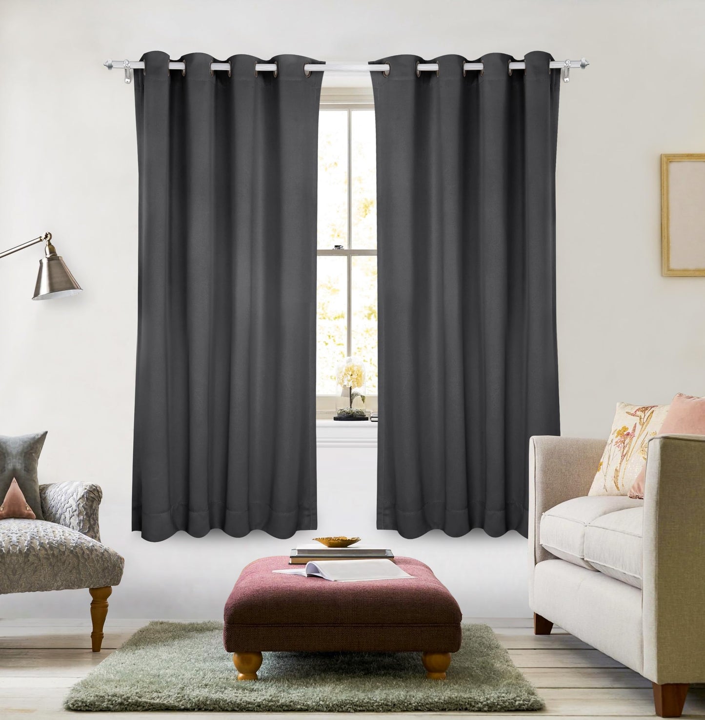 Utopia Bedding Blackout Curtains Grommet Thermal 2 Panels Drapes [Grey, 46 x 72 Inches] Sound Insulated Curtain for Bedroom and Living Room (117x183 cm) W46 x L72 Inches (117 x 183 cm) Gray