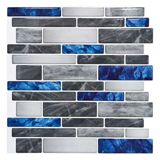 Art3d 10-Sheet Premium Self-Adhesive Kitchen Backsplash Tiles in Marble,30 * 30cm Blue