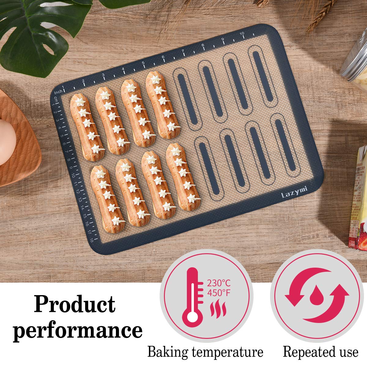 4 Piece Set Silicone NonStick Baking Mats Sheet with Measurement-Resuable Non-Slip Tray Liners, Pastry/Macaron/Cake/Cookie/Bread Making, Fit for Table Mat Counter Mat (Red, Purple, Blue, Grey) Red Purple Blue Grey 42x30cm + 29.5x21.5cm