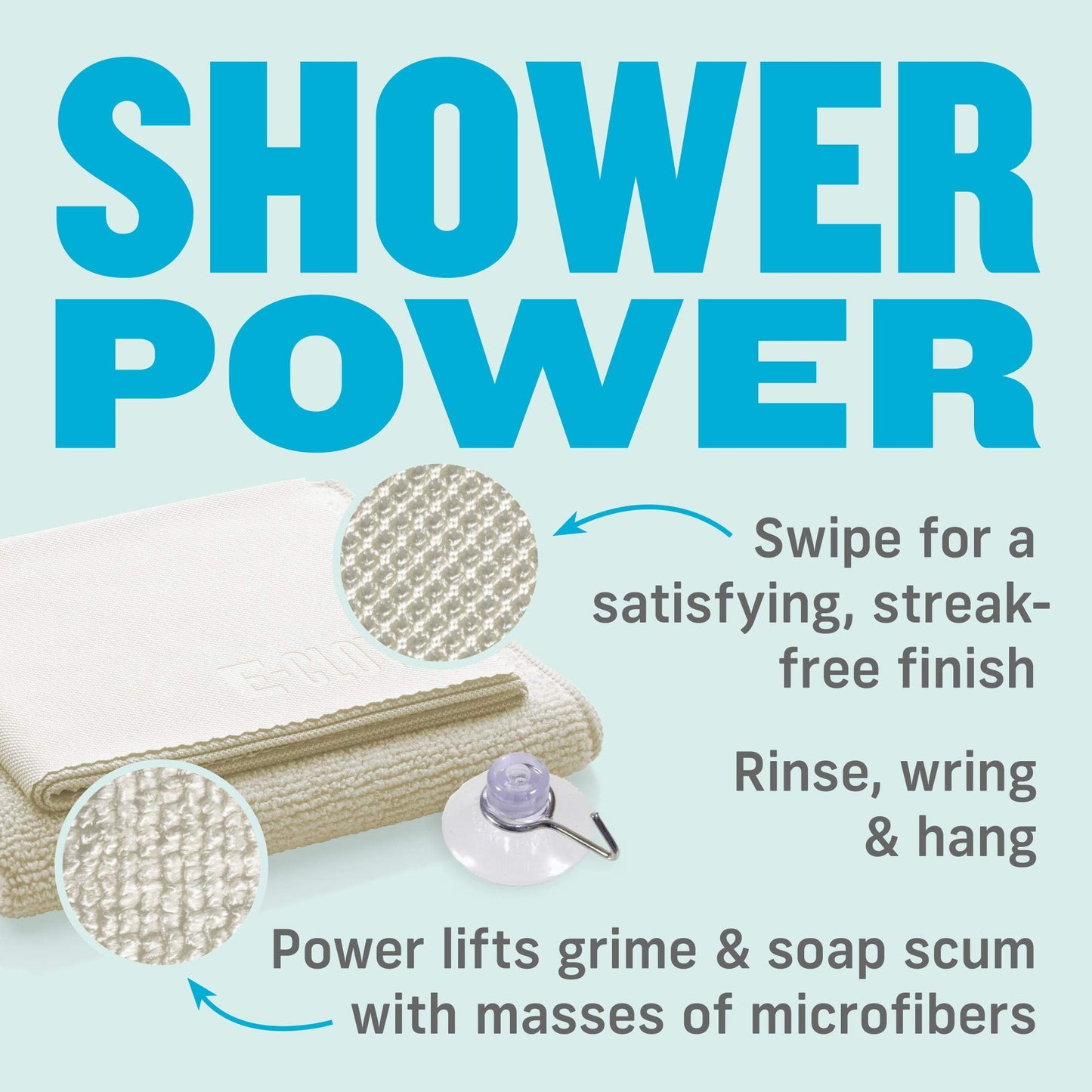 E-Cloth Shower Cleaning Kit, Microfibre Shower Cleaner, Streak-free Shine on Showers, Bathtubs, and Sink Washable and Reusable 100 Wash Promise, Ivory, 2 Cloth Set Ivory - 2 Cloth Set, 1 Pack Standard Packaging Shower Cleaning Pack (2 Cloths)